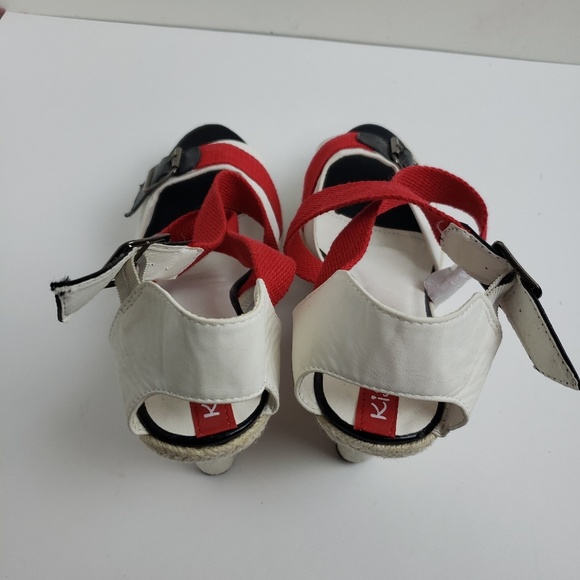Red White Slingback Open Toe sz 9 Platform - Picture 3 of 8